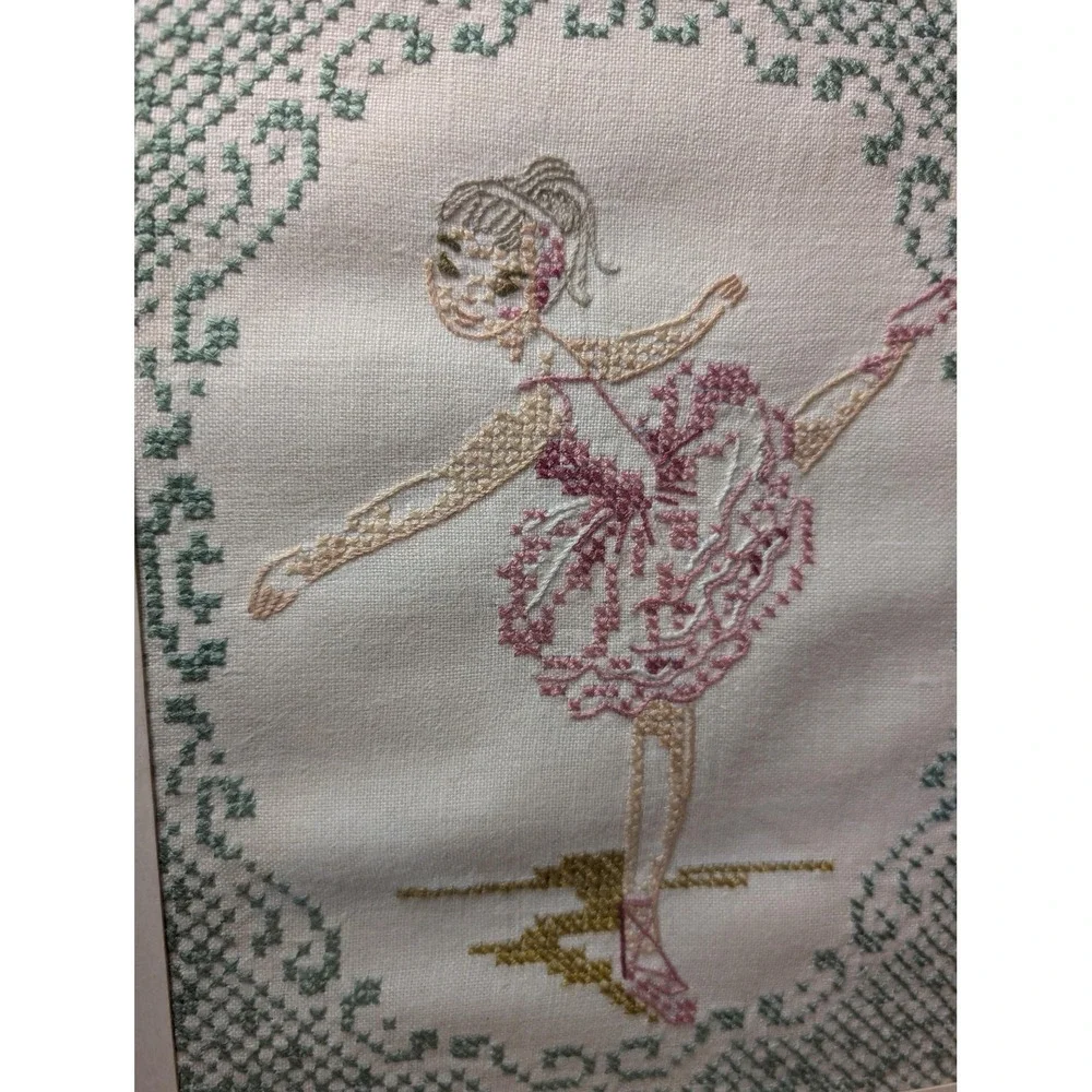 1968 Vintage‎ arabesc ballerina hand-stitched on linen frames